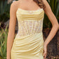 Nox Anabel A1753 Fitted Stretch Satin Strapless Prom Gown