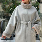 Genuine Scandinavian Mink Fur Virgin Wool Coat