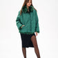Reversible Genuine Silver Fox  Down Fill Coat in Emerald