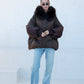 Chantal Genuine Fur Trim Down Fill Coat in Chocolate