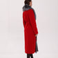Genuine Silver Fox Virgin Wool Wrap Coat in Red