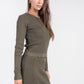 Scalloped Knit Top- Olive