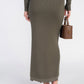 Scalloped Knit Skirt- Olive
