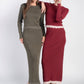 Scalloped Knit Skirt- Bordeaux