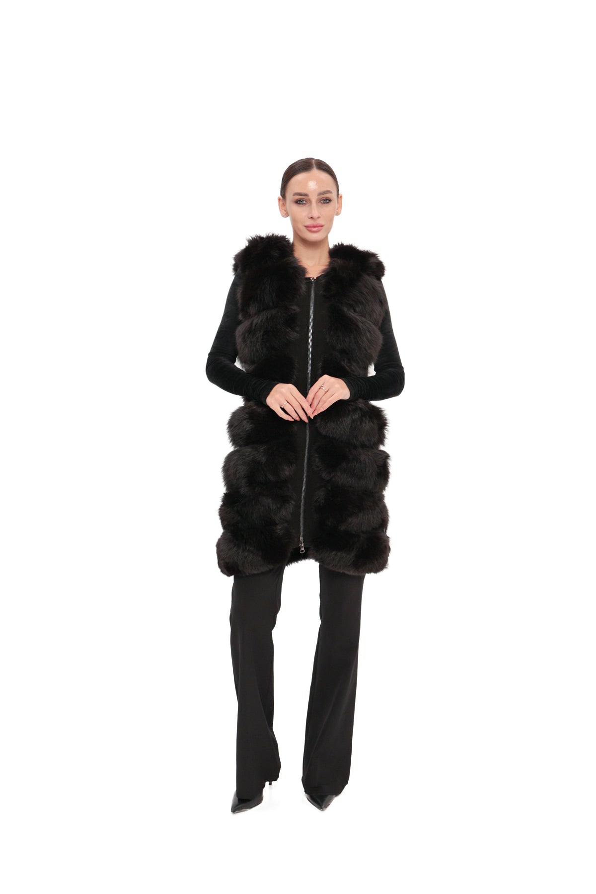 Genuine Polar Fox fur vest by Alaska® Outerwear Company, 90 cm length