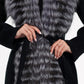 Genuine Silver Fox Virgin Wool Wrap Coat in Black