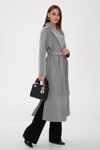 Cambridge Comfort Wraparound Wool Cashmere Coat in Dove
