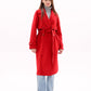 Karina Belted Wool Cashmere Blend Overcoat in Ruby
