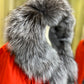Roma Genuine Silver Fox Fur Rabbit Fur Insulated Parka in Red