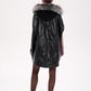 Alaska Outerwear Company black Saga Furs silver fox wool cashmere poncho vest coat