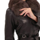 Genuine Leather Polar Fox Trim Coat