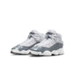 White and cool grey Air Jordan 6 Rings grade school sneakers with Nike branding and stylish design, suitable for big kids.