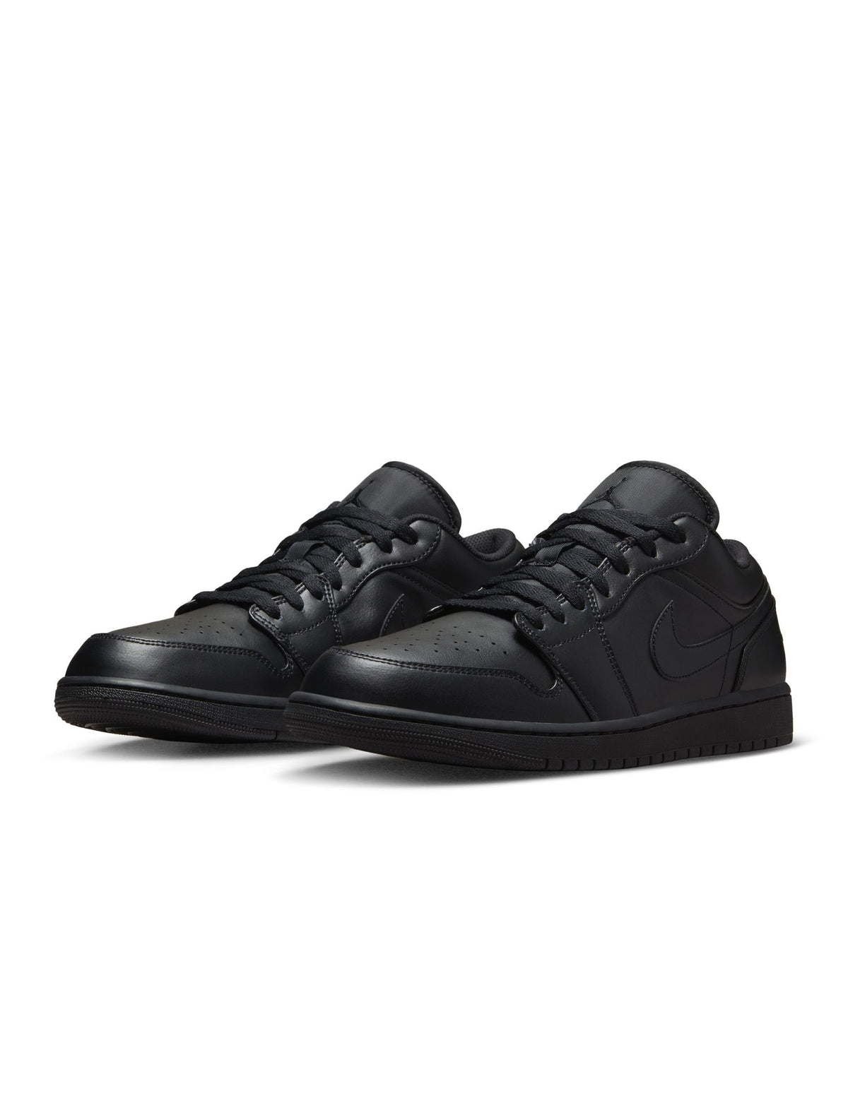 Denim Exchange Air Jordan 1 Low men's sneakers in triple black with low-top design, side profile view
