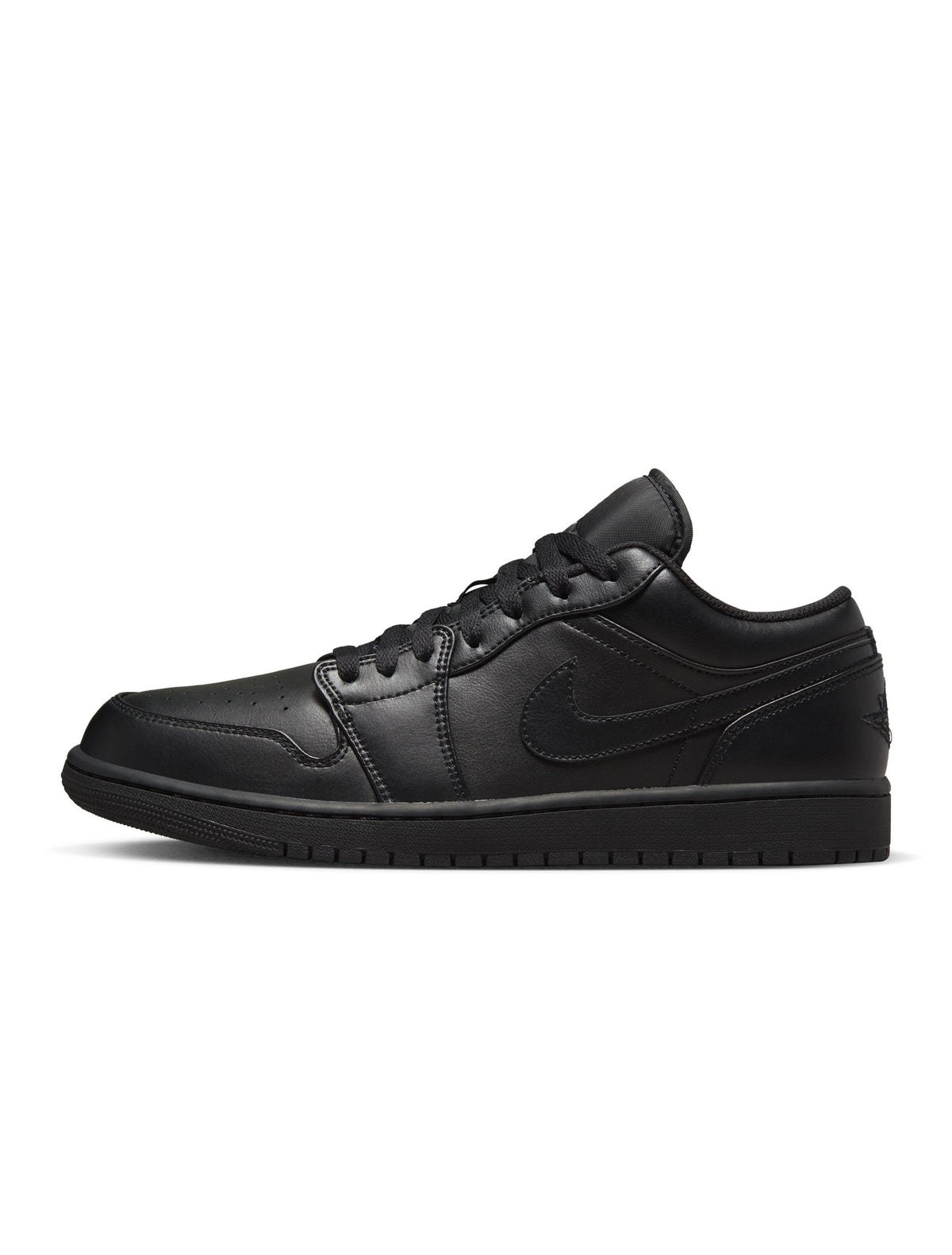Denim Exchange Air Jordan Men's 1 Low sneakers in triple black with low-top design and lace-up closure