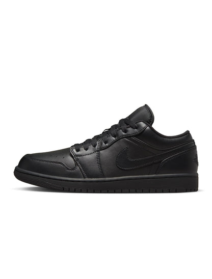 Denim Exchange Air Jordan Men's 1 Low sneakers in triple black with low-top design and lace-up closure
