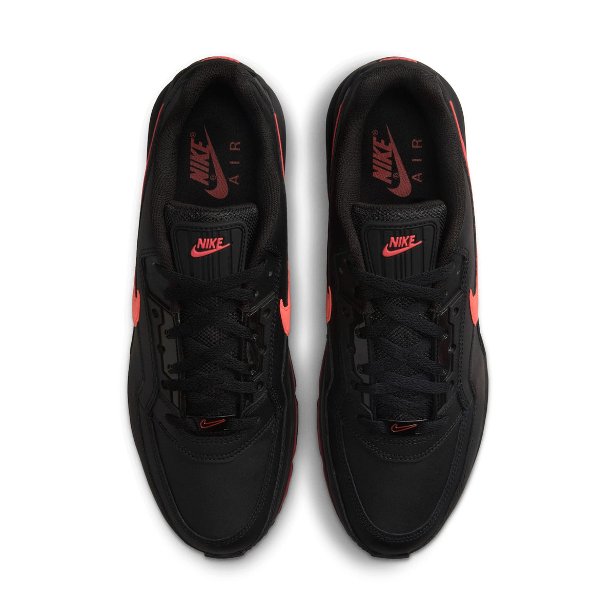 Nike men's Air Max LTD 3 footwear in black with University Red accents, side view