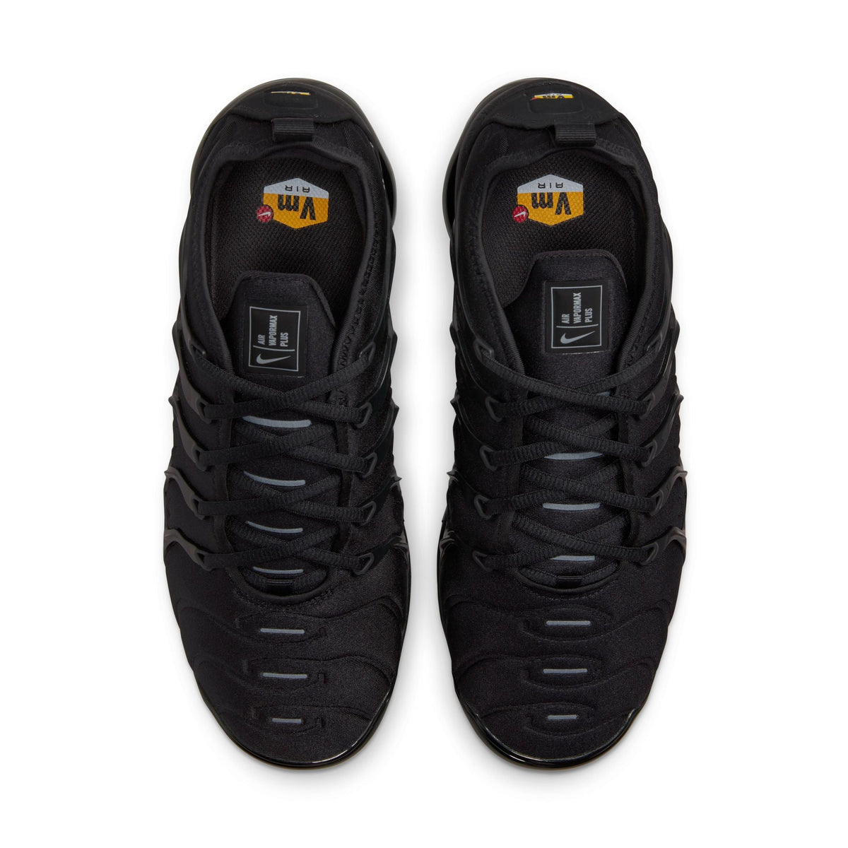 Nike Men's Air VaporMax Plus black and black men's footwear sneakers, side view
