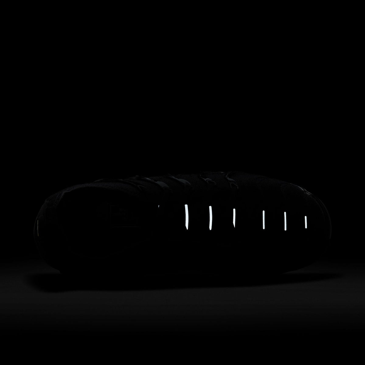 Nike men's Air VaporMax Plus sneakers in black and black, side view