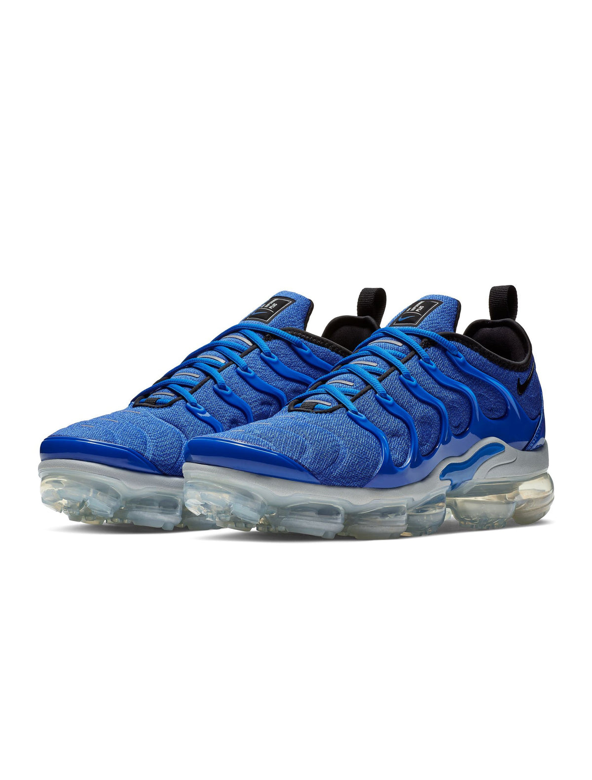 Nike Men's Air Vapormax Plus sneakers in Game Royal blue and black.