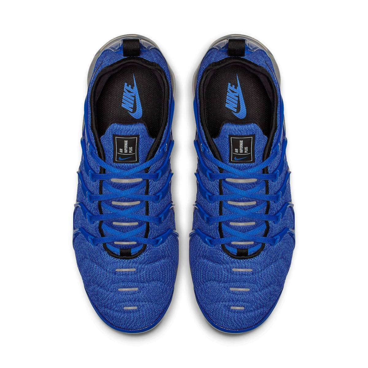 Nike Men's Air Vapormax Plus sneakers in Game Royal blue and black.