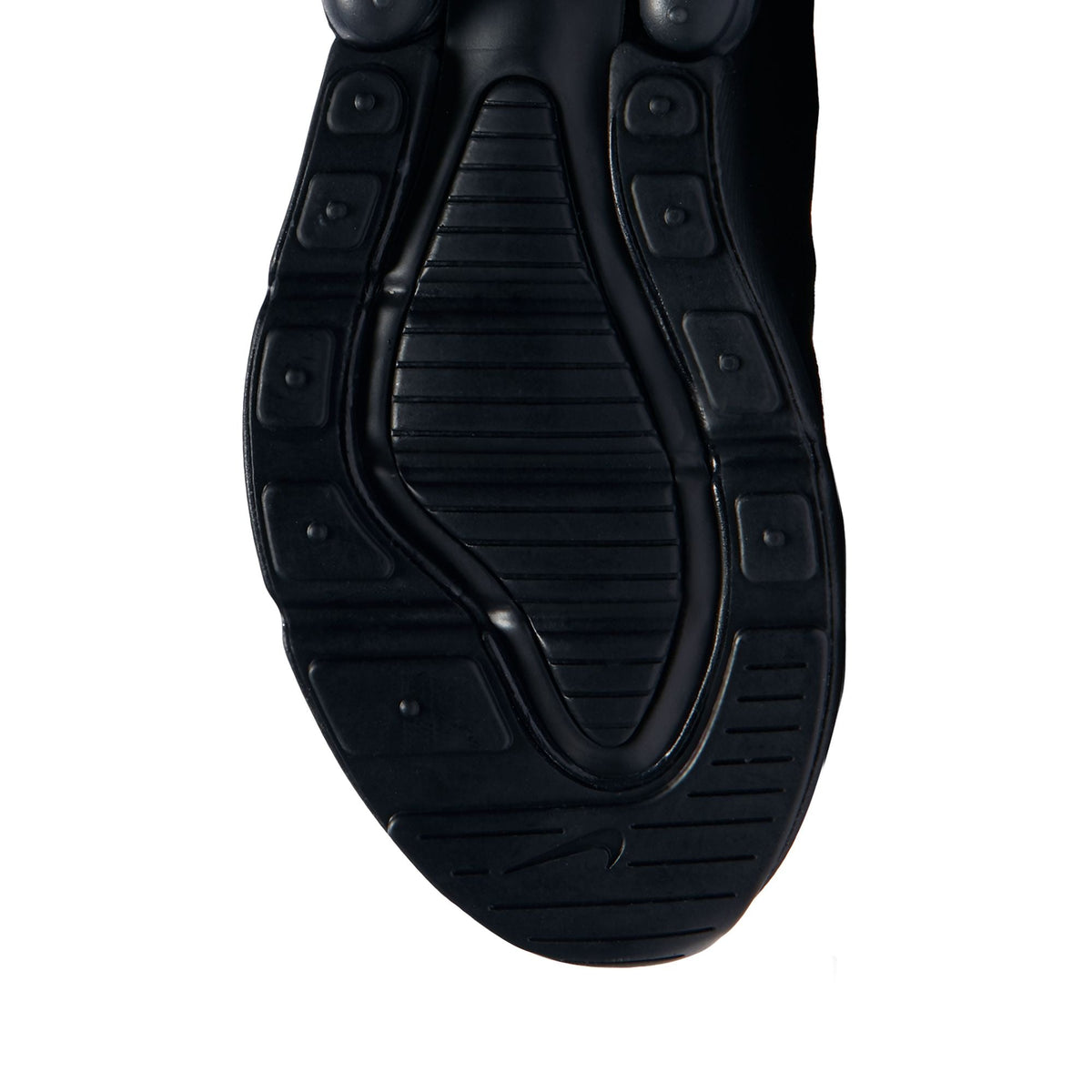 Nike Women's Air Max 270 black athletic sneakers with stylish design and cushioned sole, ideal for casual and active wear.