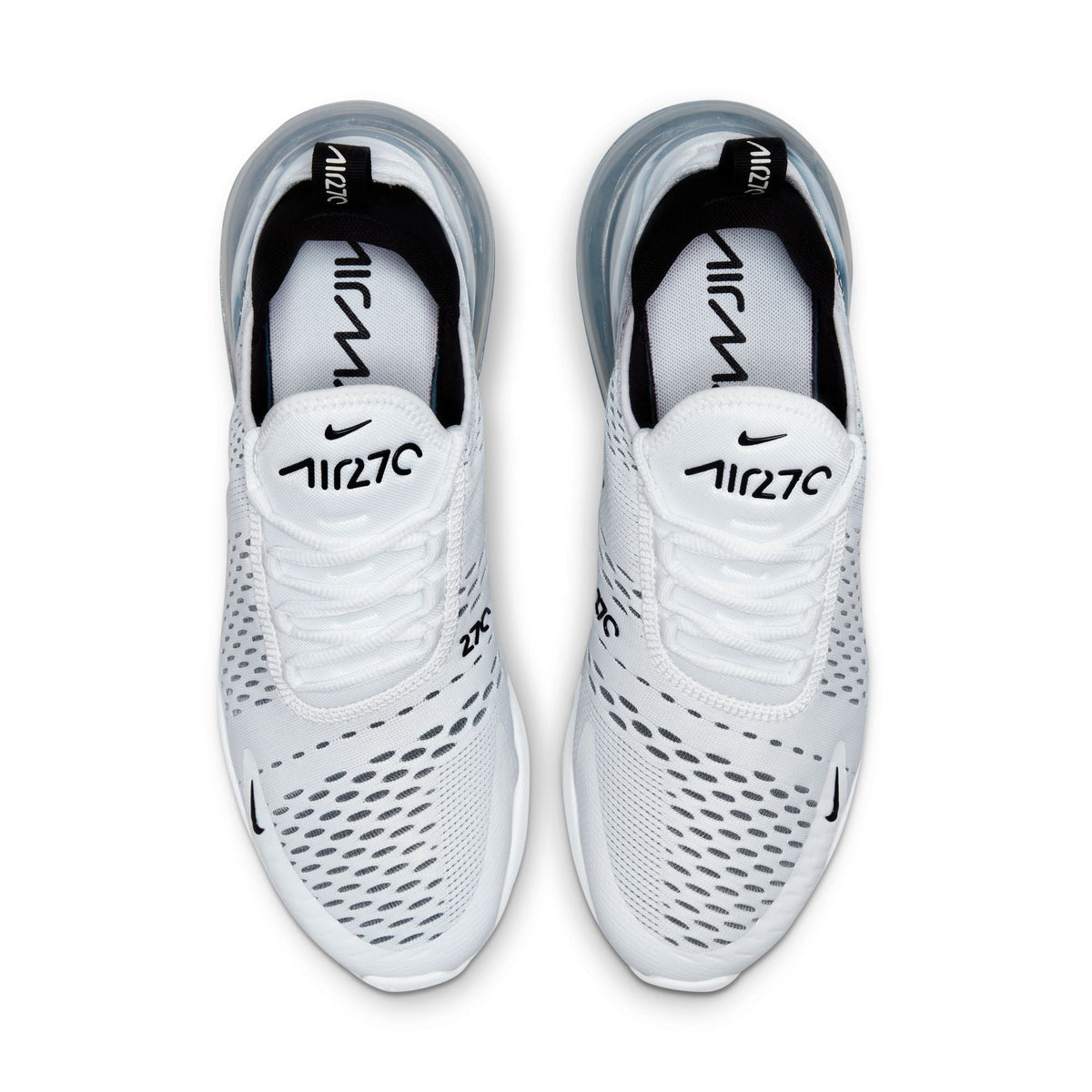 Nike Women's Air Max 270 in Pure Platinum, stylish athletic footwear with cushioned sole and breathable design.