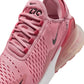 Womens Nike Air Max 270 sneakers in Elemental Pink with white accents, showcasing breathable mesh and cushioned sole.