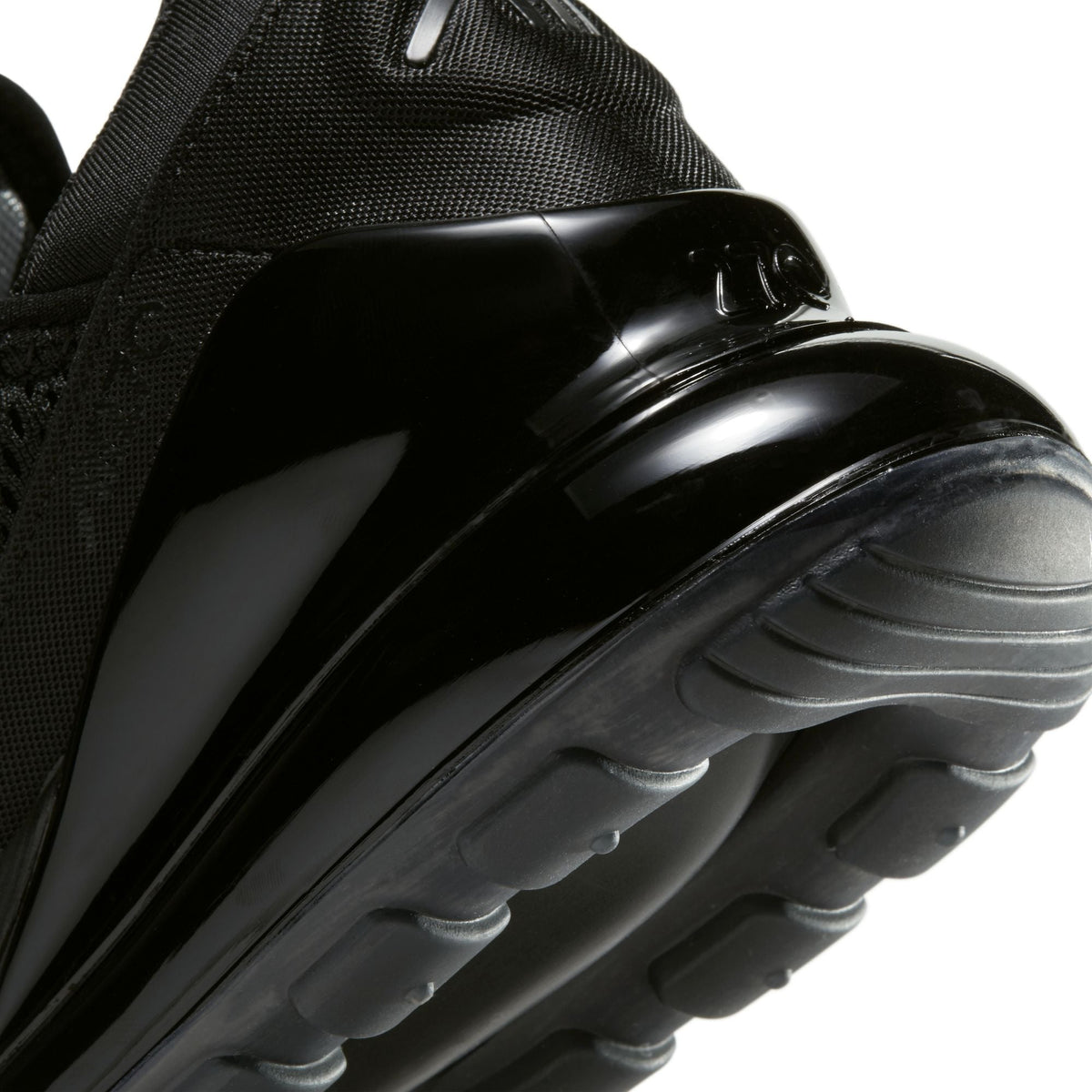 Black Nike Air Max 270 men's sneakers by Denim Exchange, side view