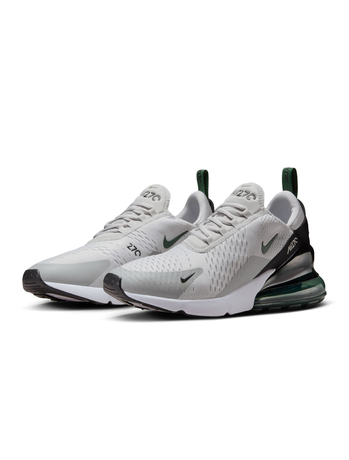 Nike men's Air Max 270 sneakers in Vast Grey, side view with visible Air Max cushioning