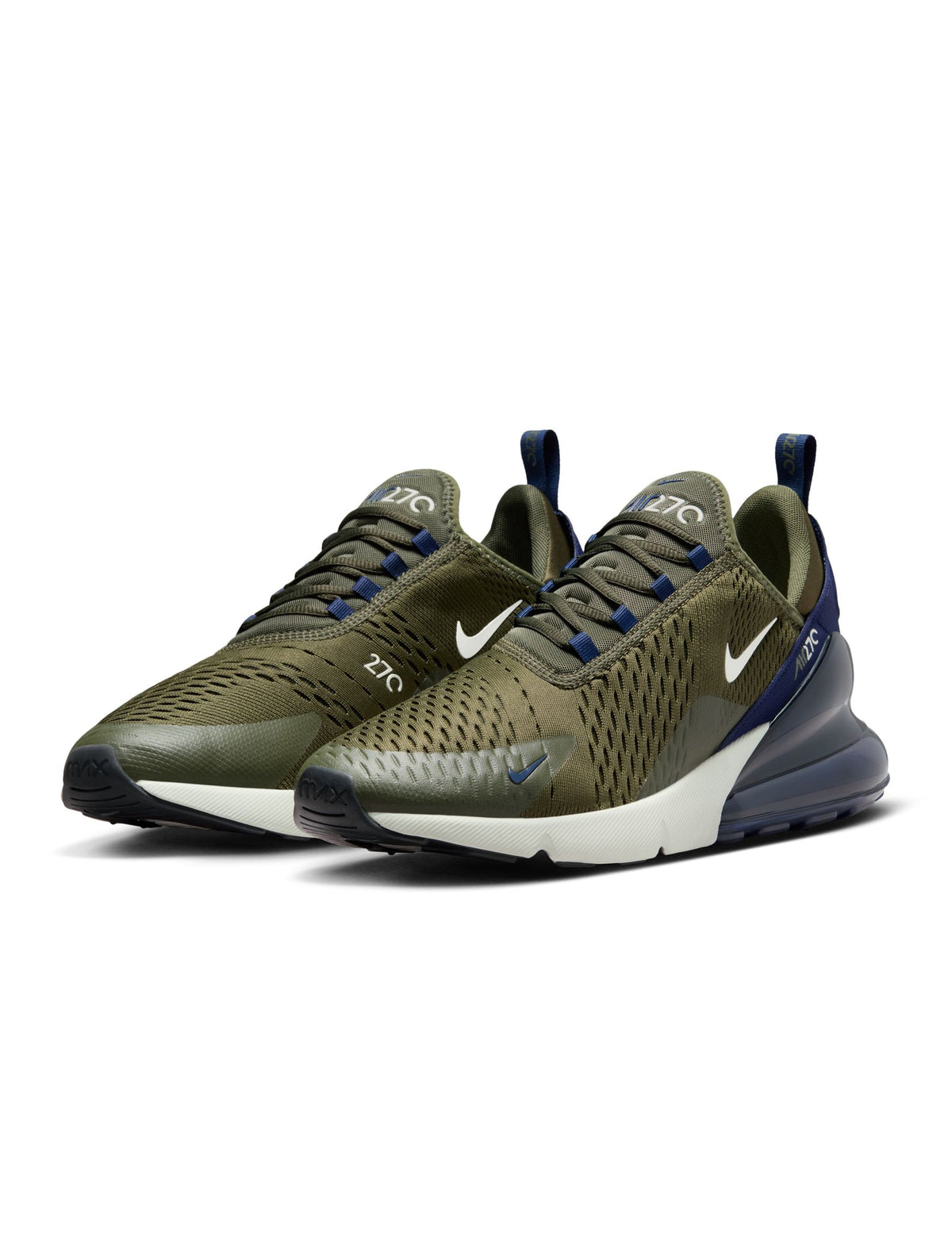 Nike men's Air Max 270 Cargo sneakers in khaki and light bone, side view