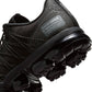 Nike men's Air Vapormax Run Utility sneakers in black with reflective silver accents, showcasing a sleek athletic design.