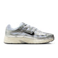 Nike men's P-6000 sneakers in white and metallic silver, side view