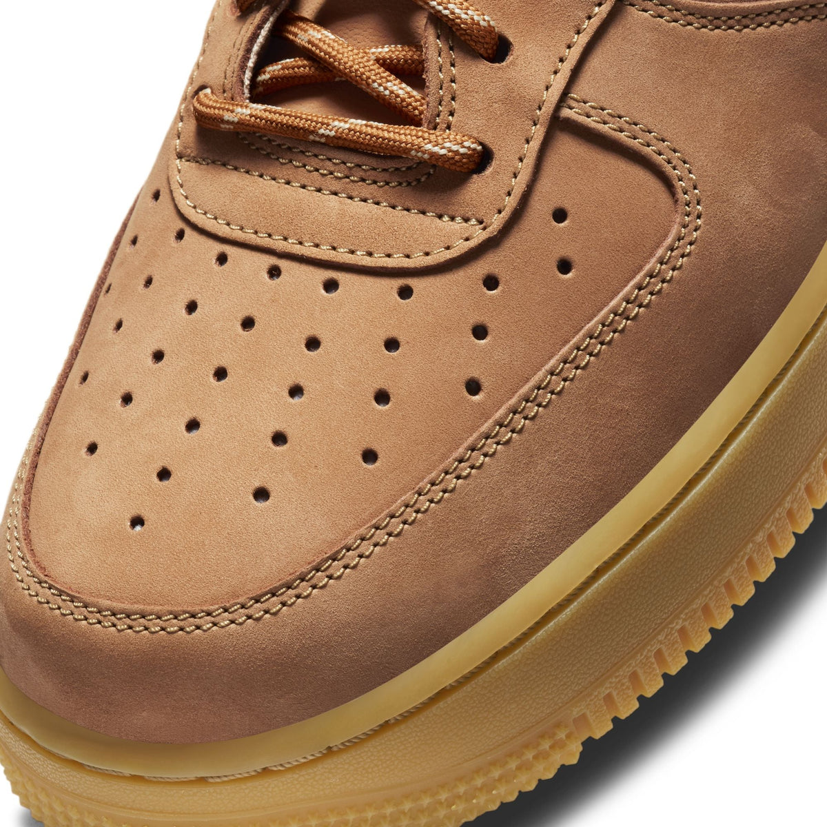 Nike Men's Air Force 1 '07 WB Flax footwear in tan leather with classic low-top sneaker design