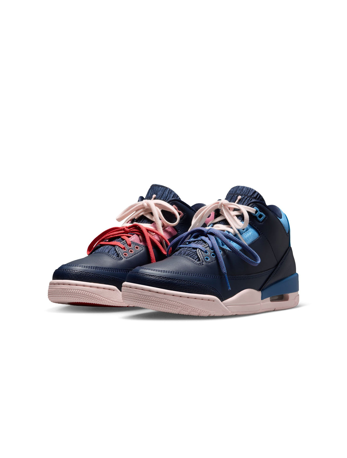 Denim Exchange Air Jordan Women’s 3 Retro Sport Renaissance sneakers in blue and white leather with elephant print detailing