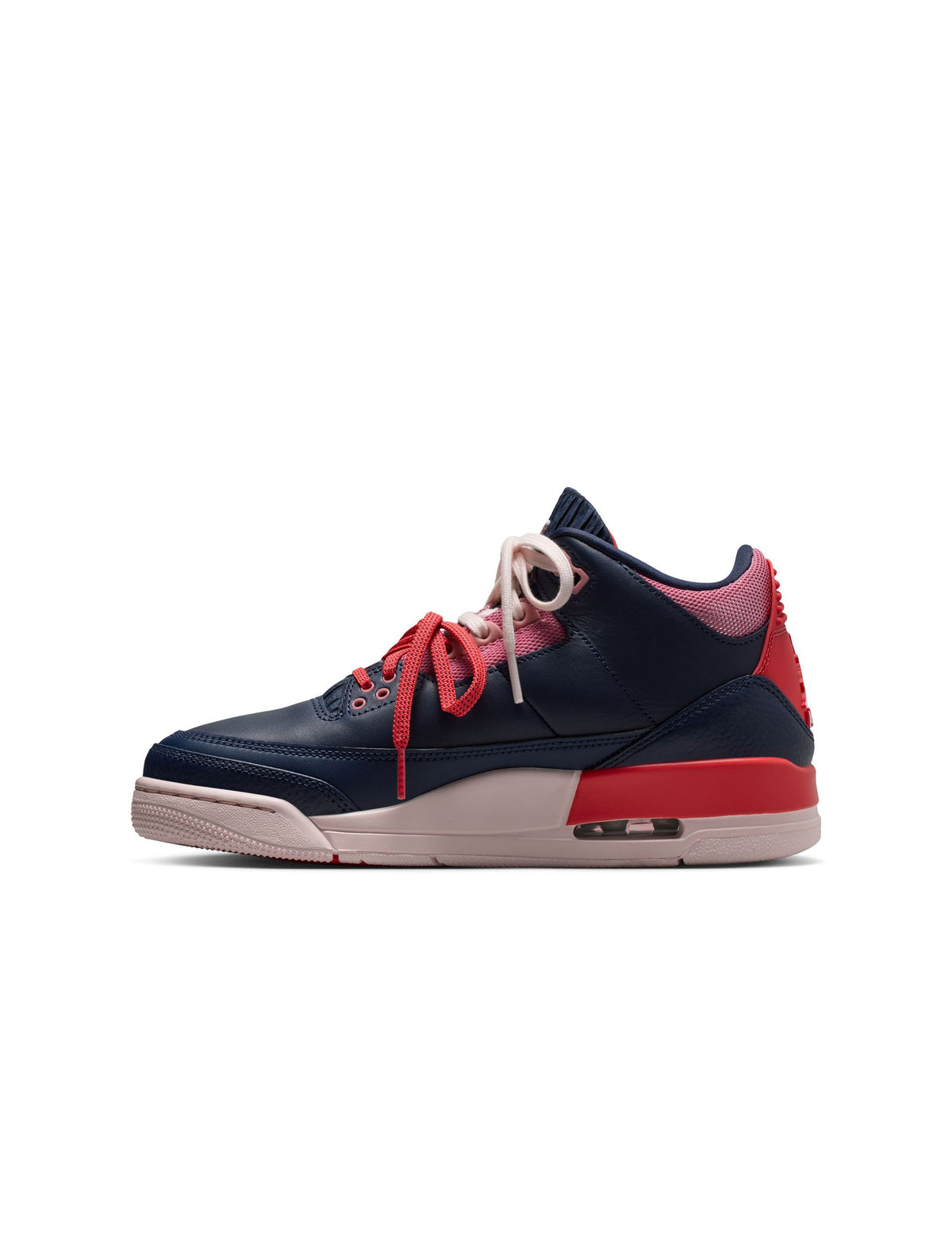 Denim Exchange Air Jordan Women’s 3 Retro Sport Renaissance sneakers in blue and white leather with elephant print accents