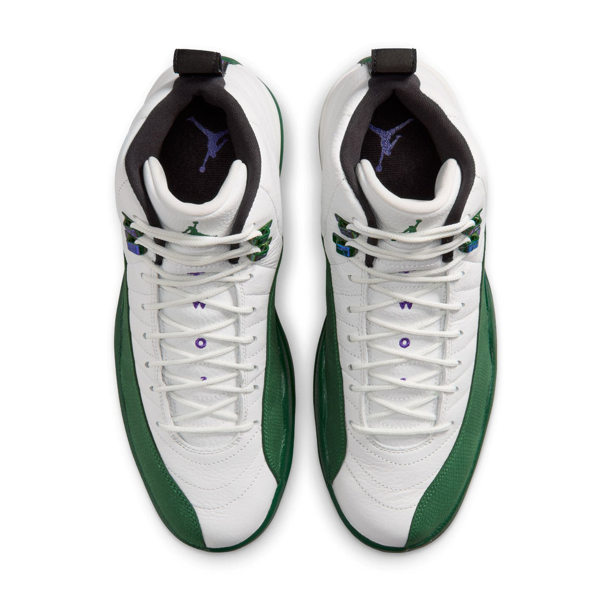 Men's Air Jordan 12 Retro Bucks basketball shoes in red and white, featuring premium leather and classic Jordan design.