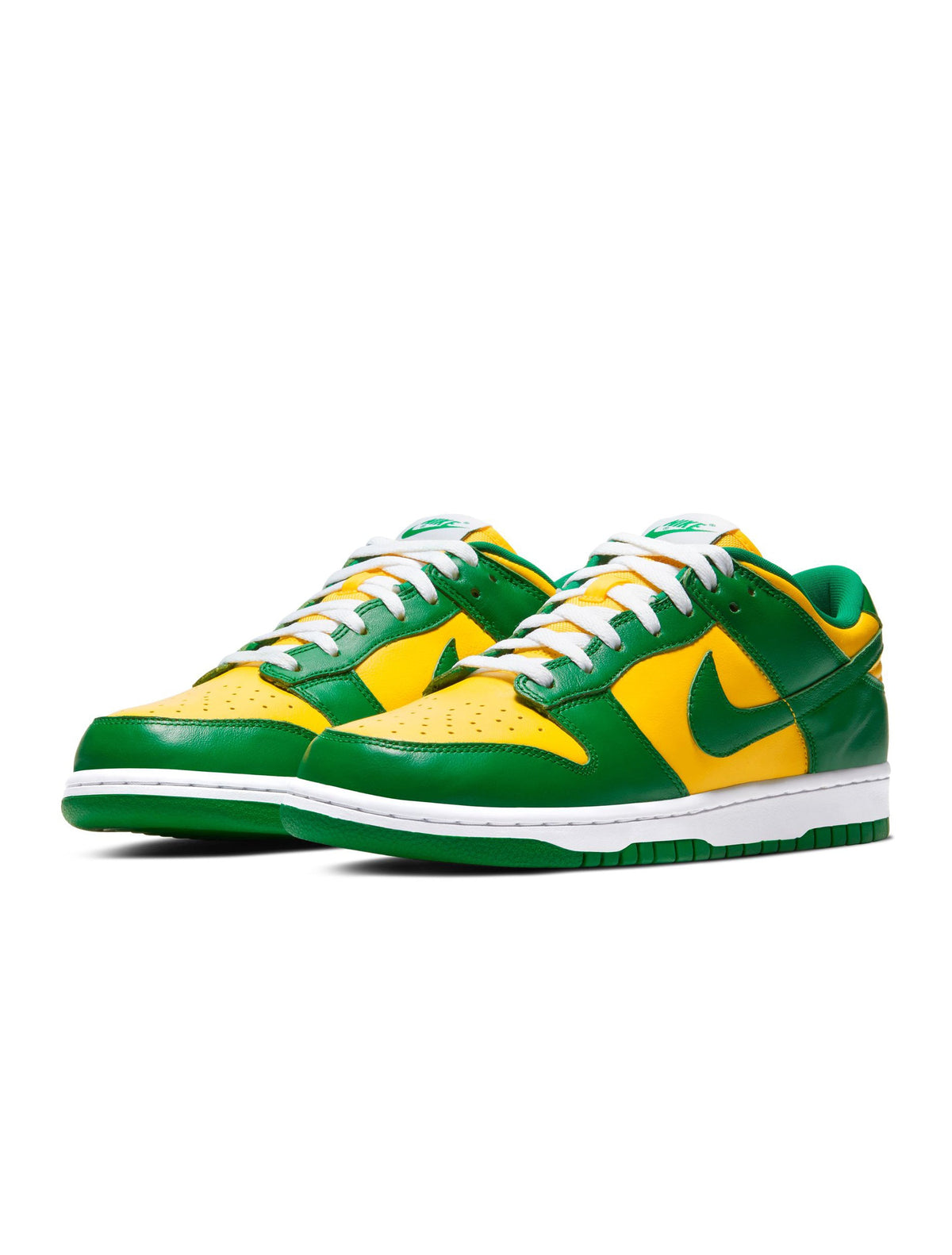 Nike Mens Dunk Low SP Pine Green sneakers with green and white colorway, classic low-top design, and stylish athletic footwear.