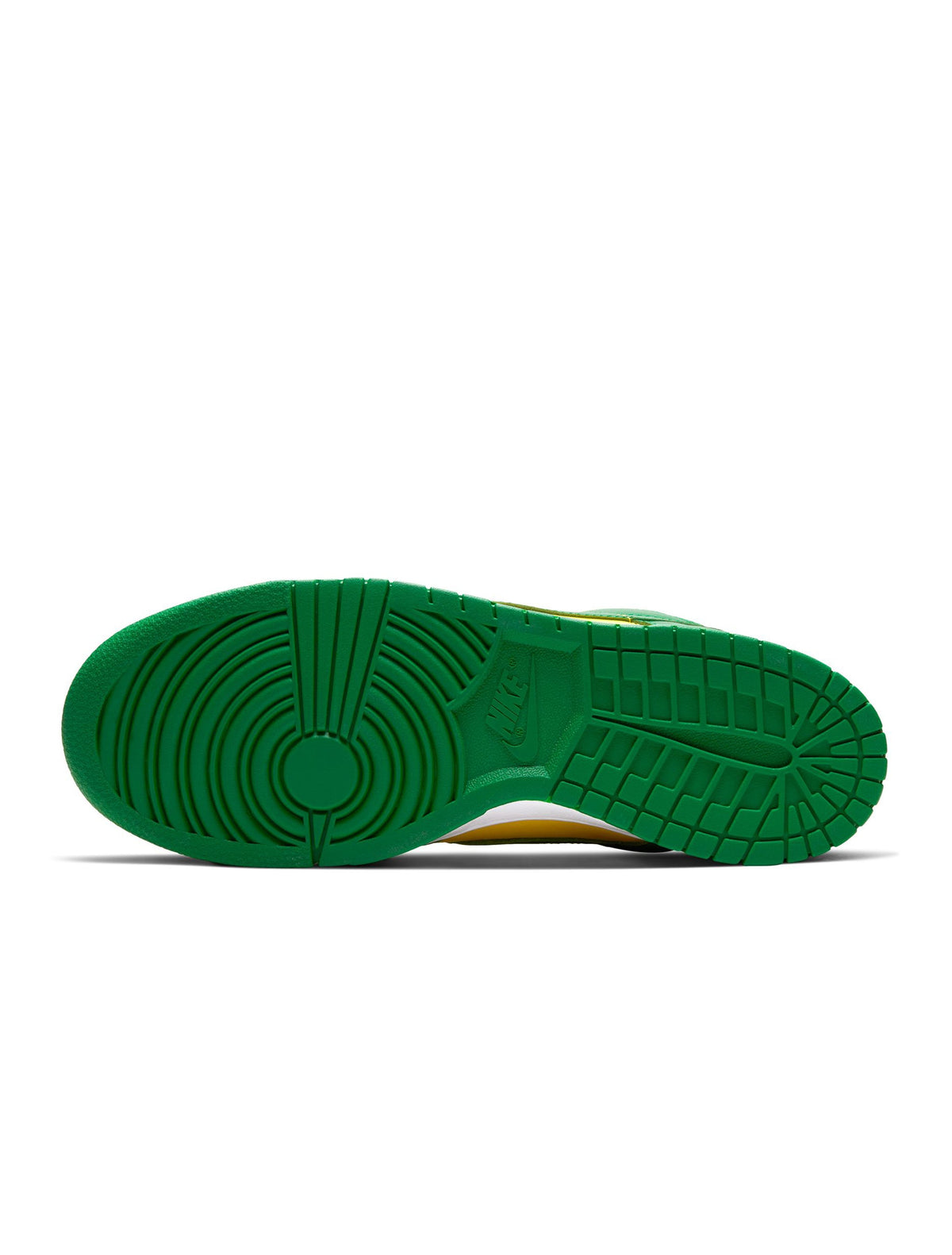 Nike Mens Dunk Low SP Pine Green sneakers in green and white with Nike branding and stylish design, side view.