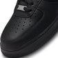 Black Nike Air Force 1 '07 men's sneakers, side view with classic low-top design and white Air branding on tongue