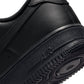 Nike Men's Air Force 1 '07 Triple Black sneakers, side view showing black leather upper and chunky sole