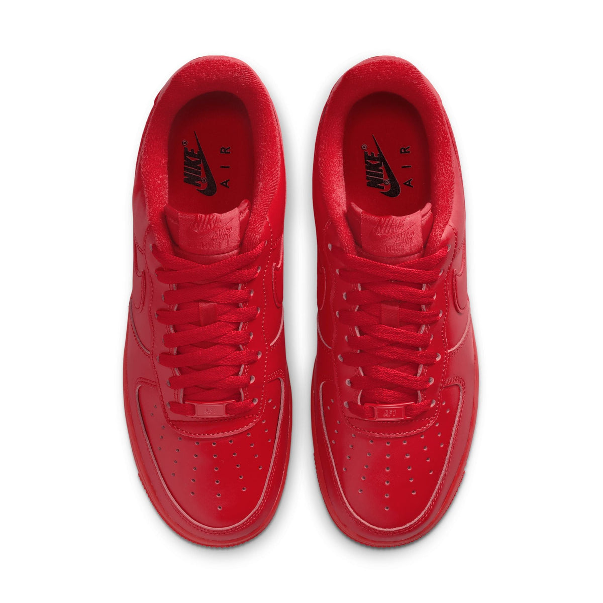 Nike men’s Air Force 1 ’07 LV8 1 sneakers in University Red, side view