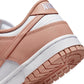 Nike Women's Dunk Low Rose Whisper sneakers in a low-top design, side view