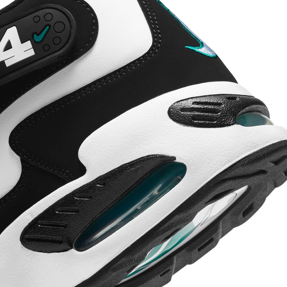 Nike men's Air Griffey Max 1 Fresh Water sneakers in white and black with blue accents