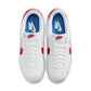 Nike Womens Cortez Leather Forrest Gump sneakers, denim blue and white footwear with classic design and Nike branding.