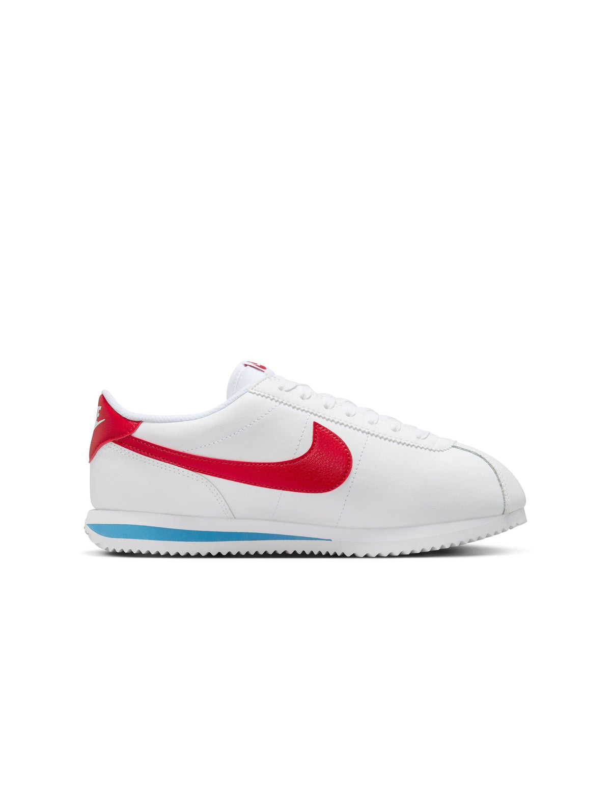 Nike Women's Cortez Leather Forrest Gump sneakers in white and red, featuring classic design and Nike branding.