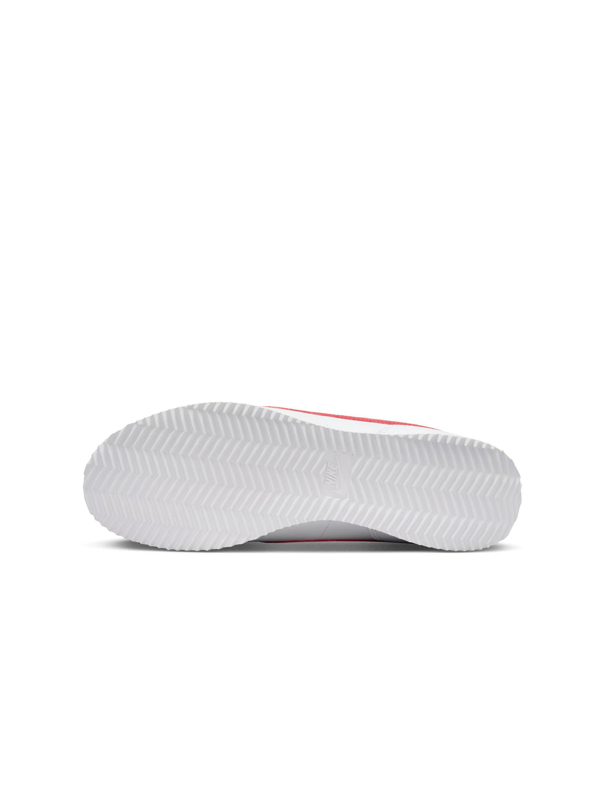 Nike Womens Cortez Leather Forrest Gump sneakers in white with red accents, showcasing classic Nike design and leather upper.