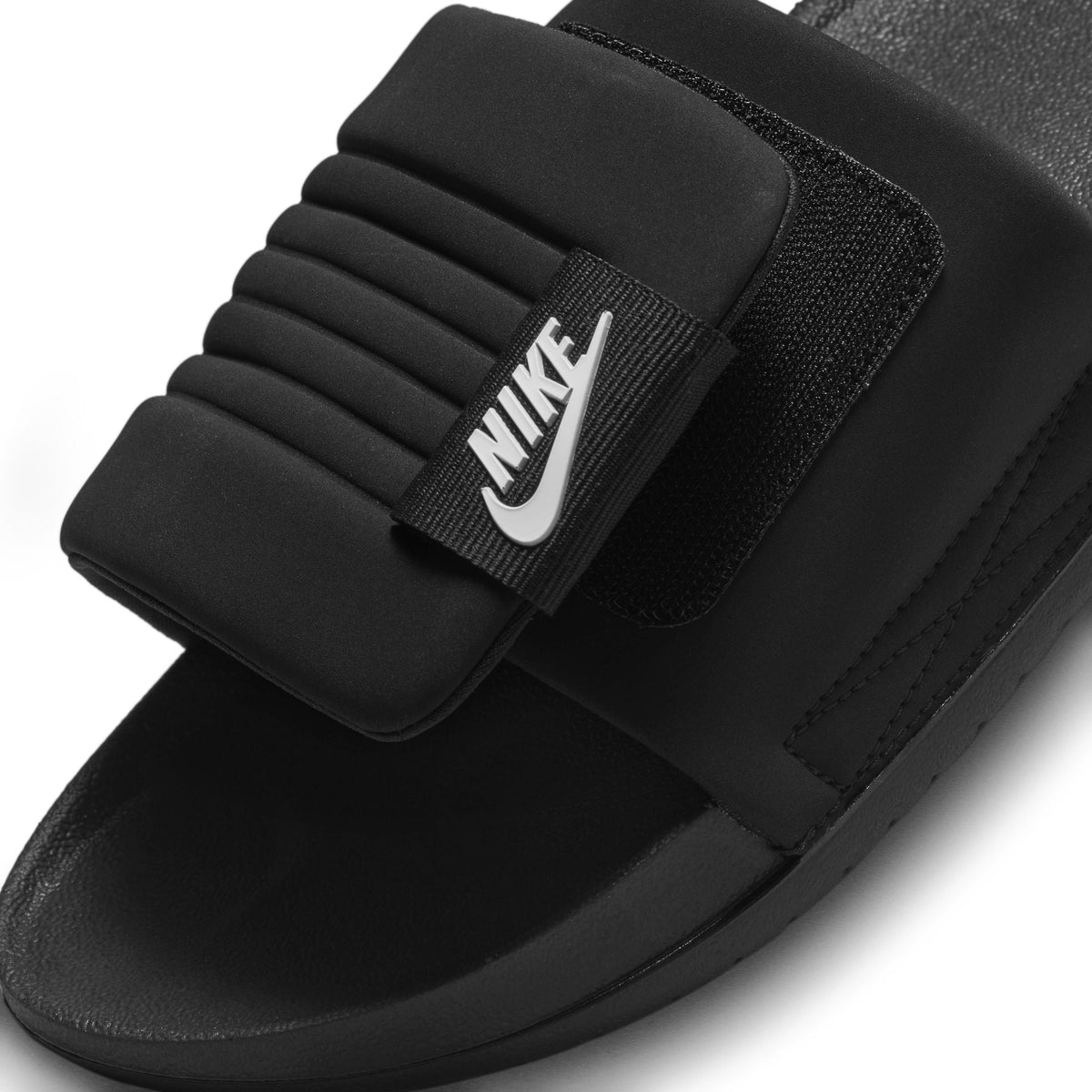 Nike men's Offcourt Adjust slides in black with adjustable strap and cushioned sole