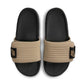 Nike men's Offcourt Adjust slides in black and khaki with adjustable strap, by Denim Exchange
