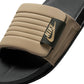 Nike Men's Offcourt Adjust slides in black and khaki with cushioned strap and textured sole