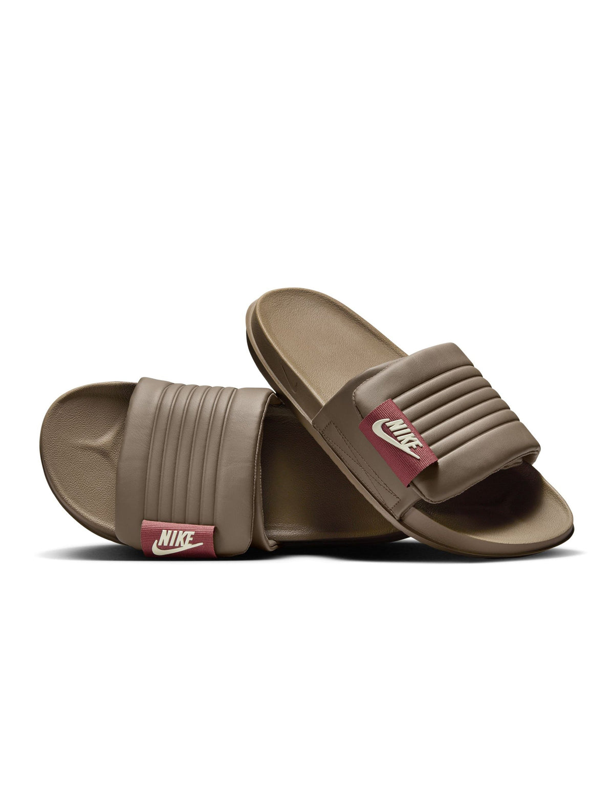 Nike men's Offcourt Adjust slides in Ironstone with cushioned strap and textured sole